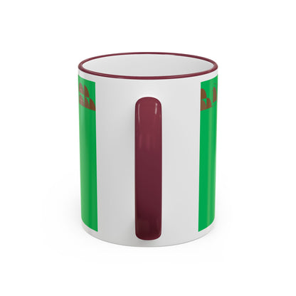 Green Floral Accent Rim Mug — Botanical Pattern 11oz/15oz