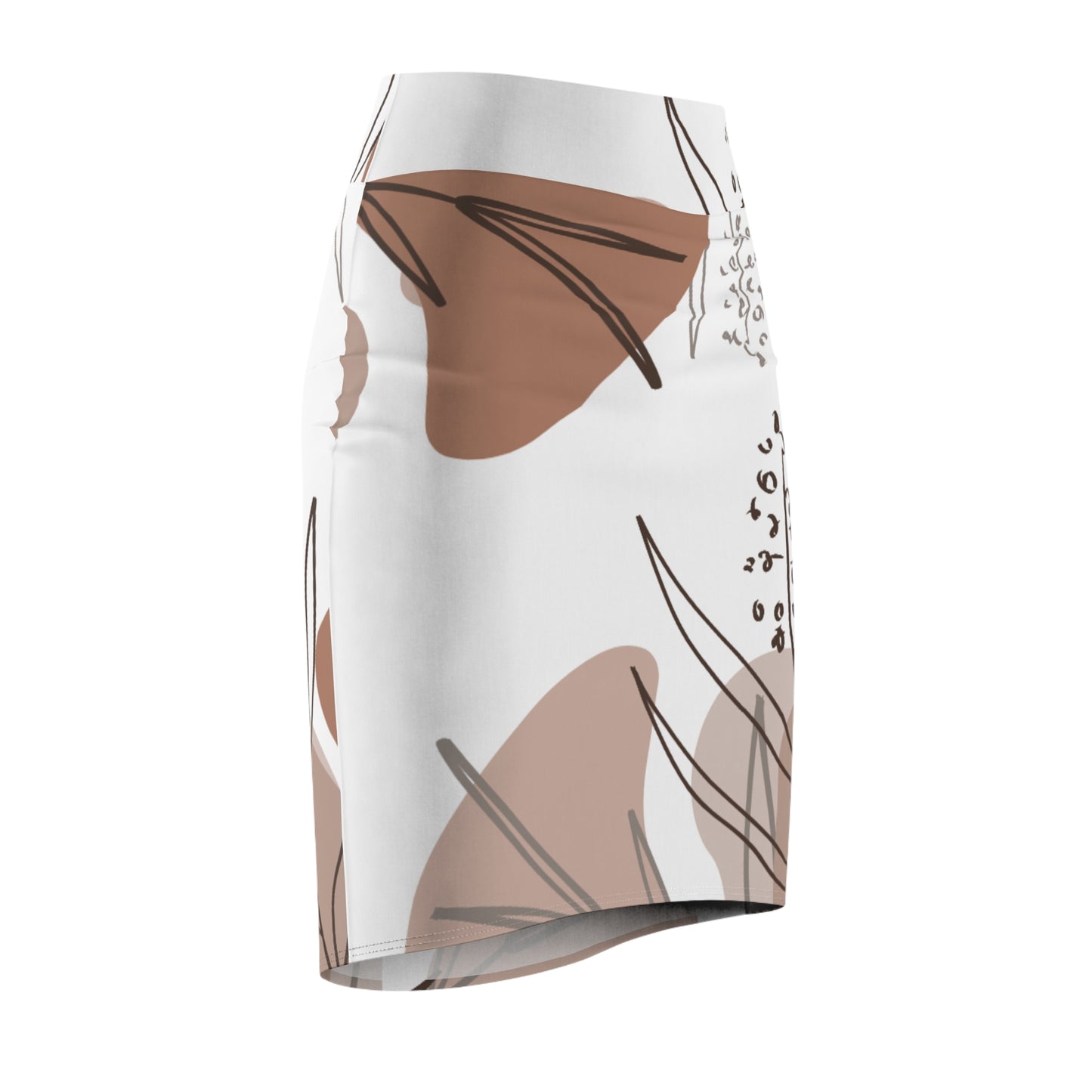Abstract Neutral Floral Pencil Skirt