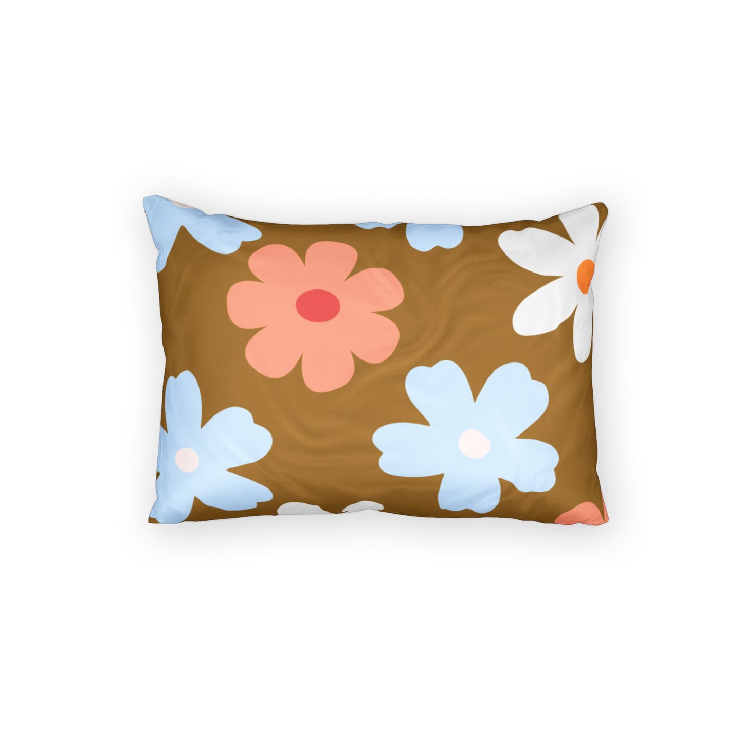 Retro Floral Pillow Sham — Brown Daisy Cotton Pillowcase