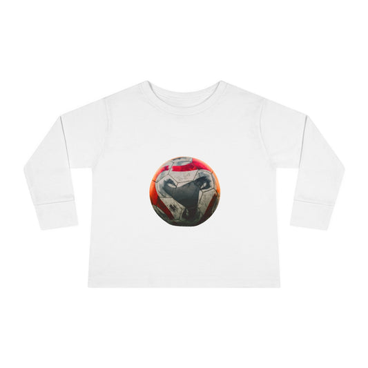 Toddler Long Sleeve Tee — Colorful Soccer Ball Graphic Kids Shirt