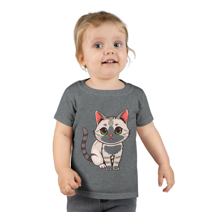 Toddler T-Shirt — Cute Cartoon Kitten Graphic Tee for Kids