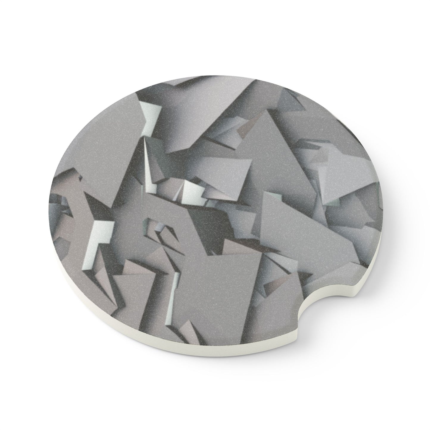 Soapstone Car Coaster — Gray Geometric Stone Pattern Car Cup Holder Coaster