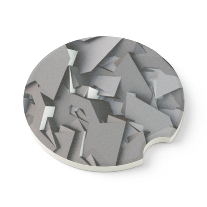 Soapstone Car Coaster — Gray Geometric Stone Pattern Car Cup Holder Coaster