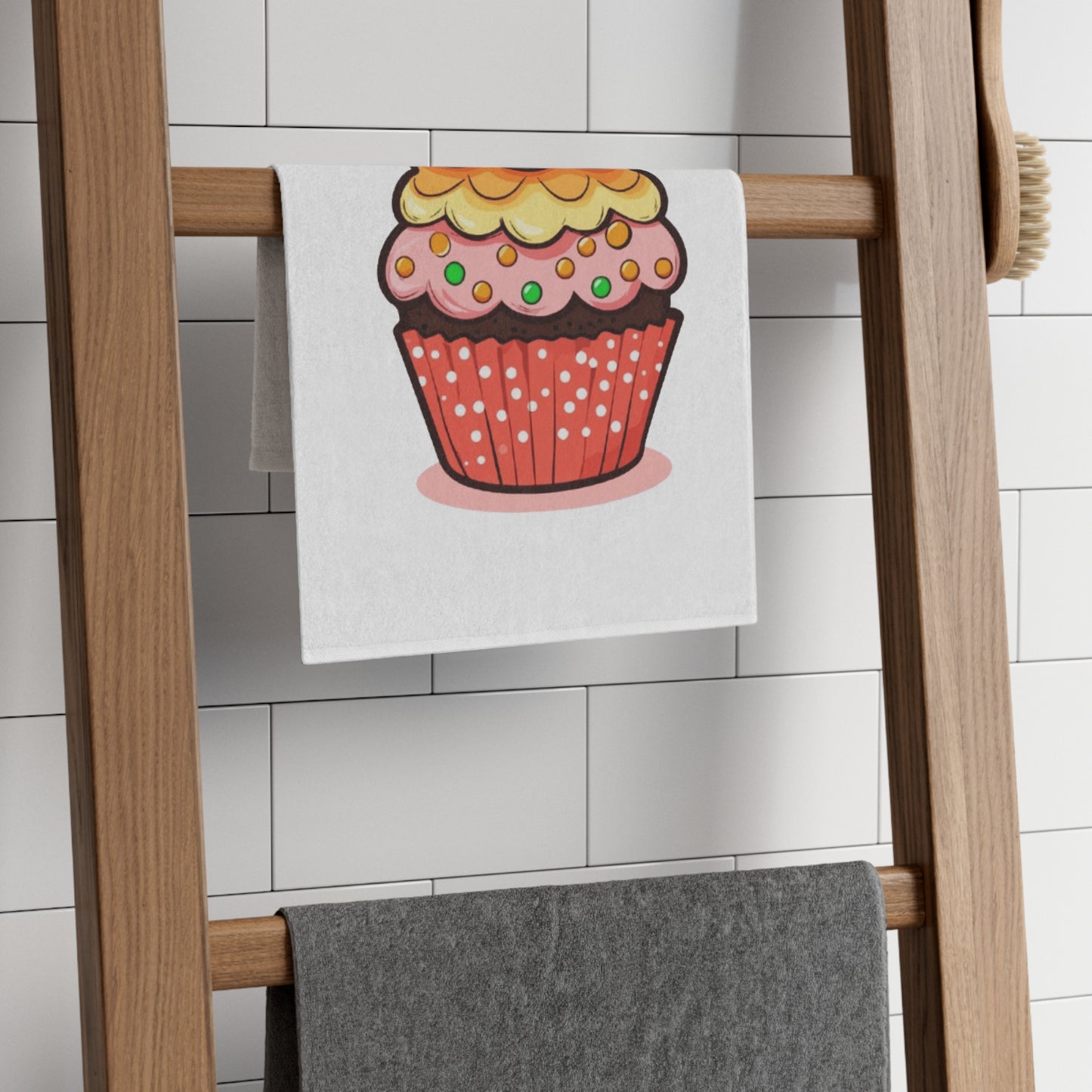 Cupcake Rally Towel — Cute Cherry Cupcake 11x18 Cotton Hand Towel