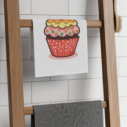 Cupcake Rally Towel — Cute Cherry Cupcake 11x18 Cotton Hand Towel