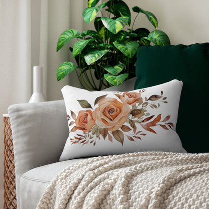 Blush Rose Floral Lumbar Pillow