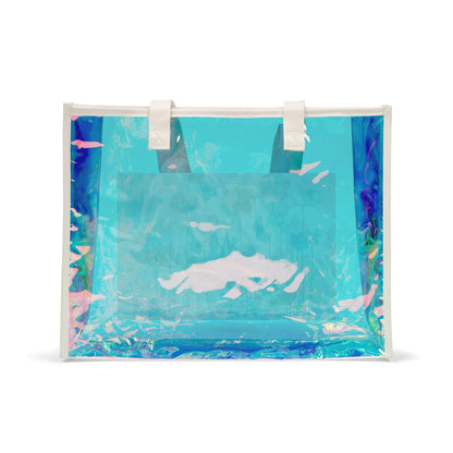 Holographic Beach Tote Bag — Iridescent Clear Seaside Shopper