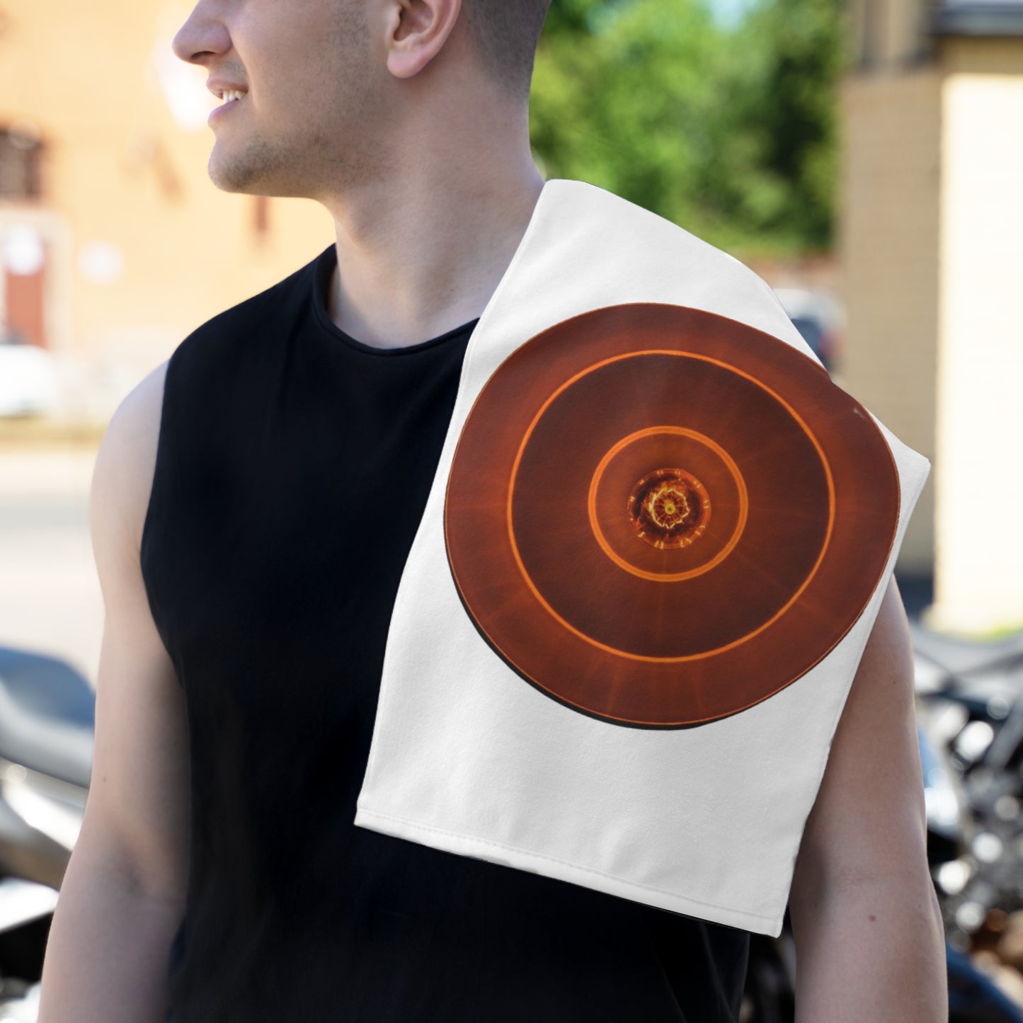 Rally Towel — Burnt Orange Concentric Target Design (11x18)