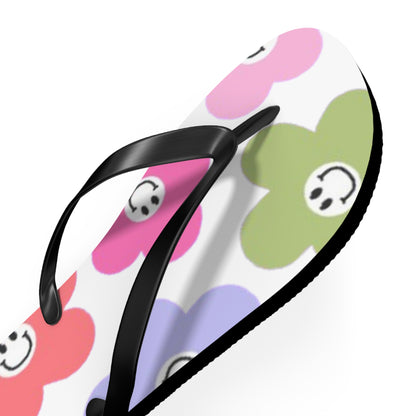 Smiley Flower Flip Flops — Colorful Cute Floral Beach Sandals