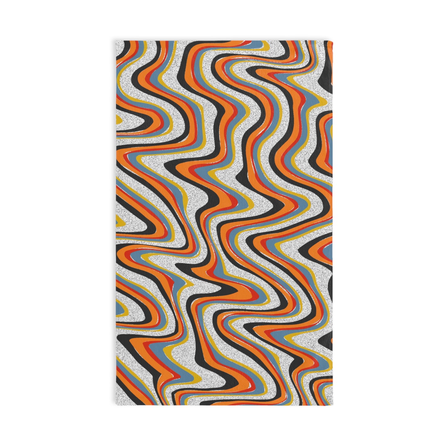 Hand Towel — Retro Wavy Orange Stripe Pattern