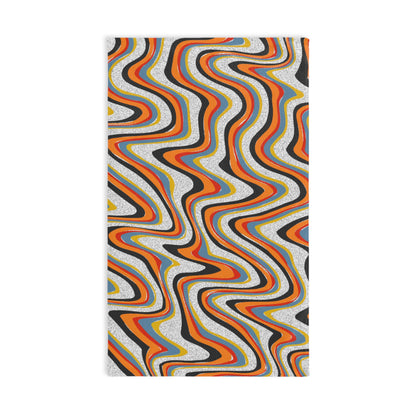 Hand Towel — Retro Wavy Orange Stripe Pattern