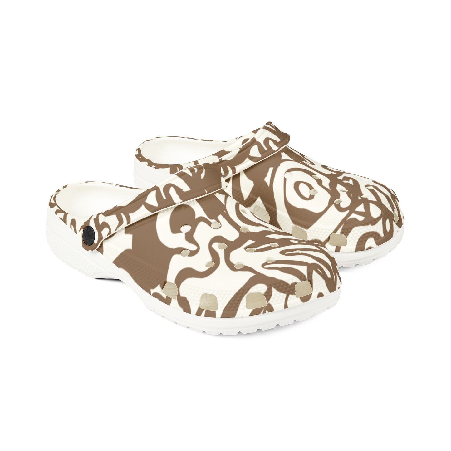 Brown Abstract Pattern Clogs — EVA Foam Rubber Shoes