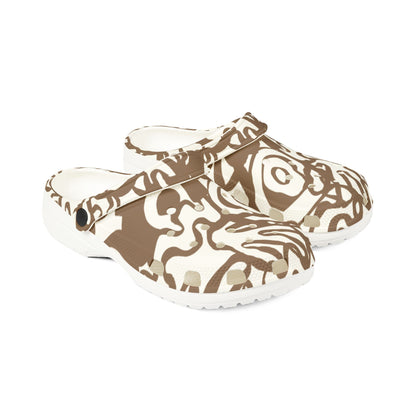 Brown Abstract Pattern Clogs — EVA Foam Rubber Shoes