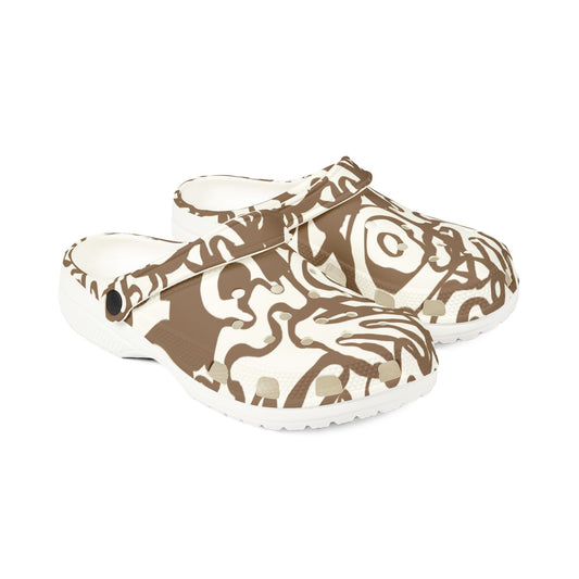Brown Abstract Pattern Clogs — EVA Foam Rubber Shoes