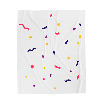 Confetti Plush Blanket — Soft Velveteen Throw with Colorful Geometric Sprinkles