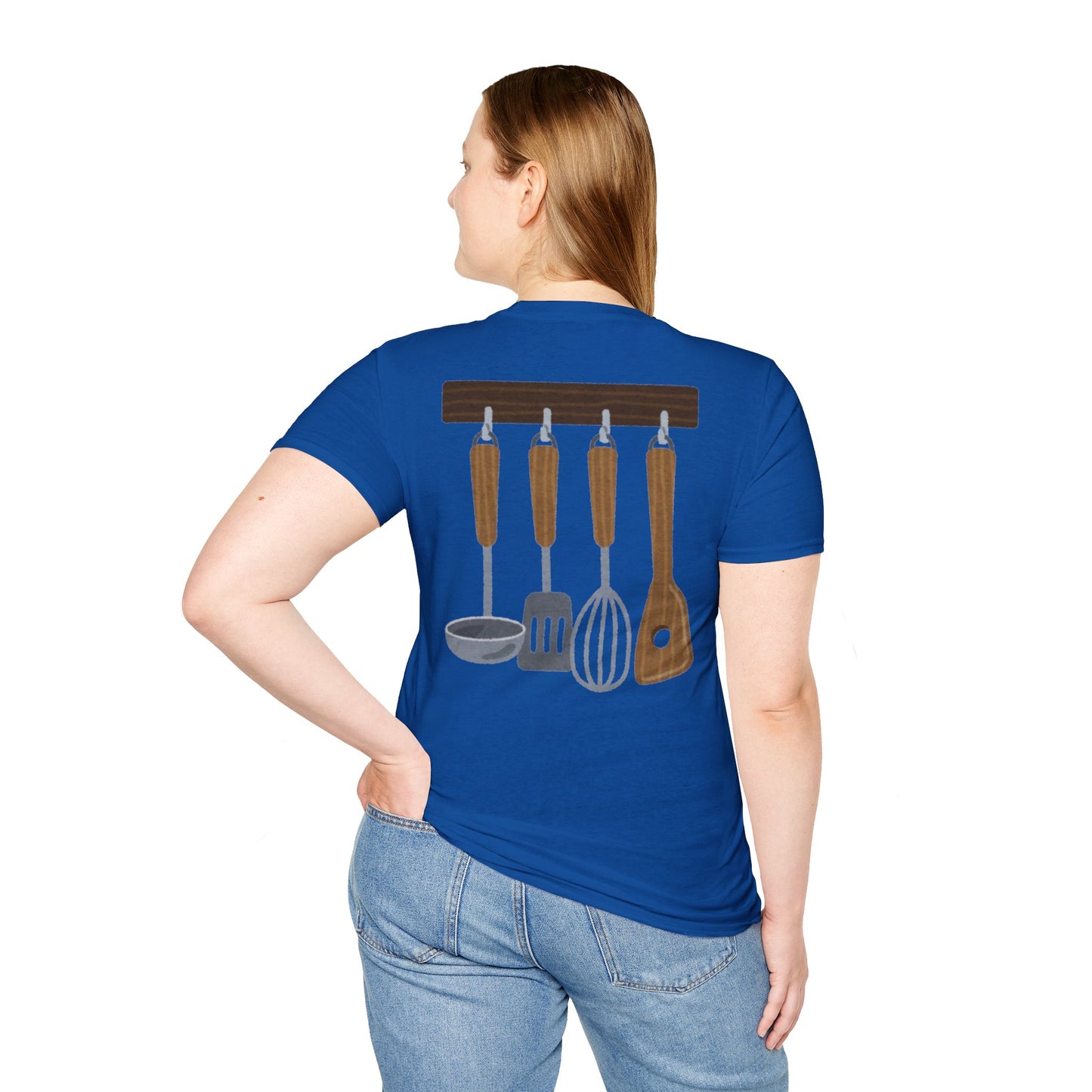 Kitchen Utensils Hanging Back Print T‑Shirt — Chef Cooking Tools Shirt
