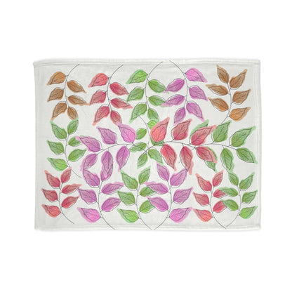 Floral Vine Leaf Plush Blanket — Soft Colorful Garden Throw