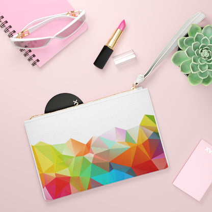 Colorful Geometric Clutch Bag — Abstract Polygon Wristlet Purse