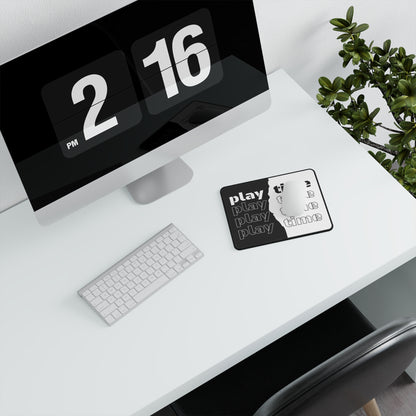 Play Time Black & White Gaming Mouse Pad — Non‑Slip Desk Mat