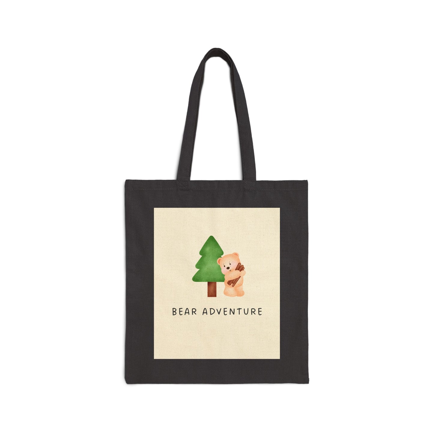Bear Adventure Canvas Tote — Cute Bear & Tree Eco Shopper Bag