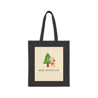 Bear Adventure Canvas Tote — Cute Bear & Tree Eco Shopper Bag