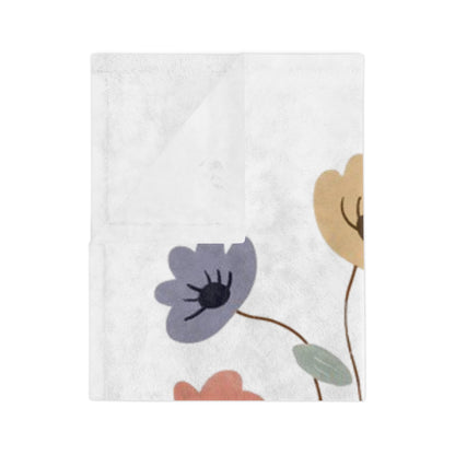 Floral Velvet Throw Blanket — Minimal Wildflower Microfiber Throw