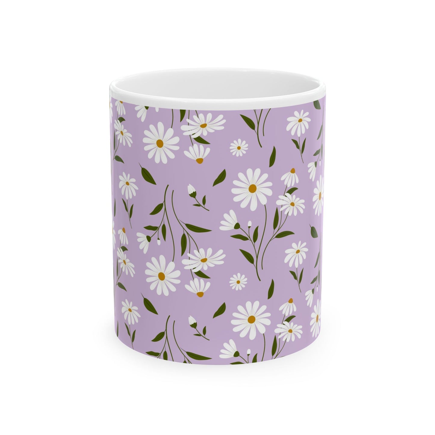 Daisy Floral Ceramic Mug – Lavender Ditsy Flower Coffee Cup (11oz & 15oz)