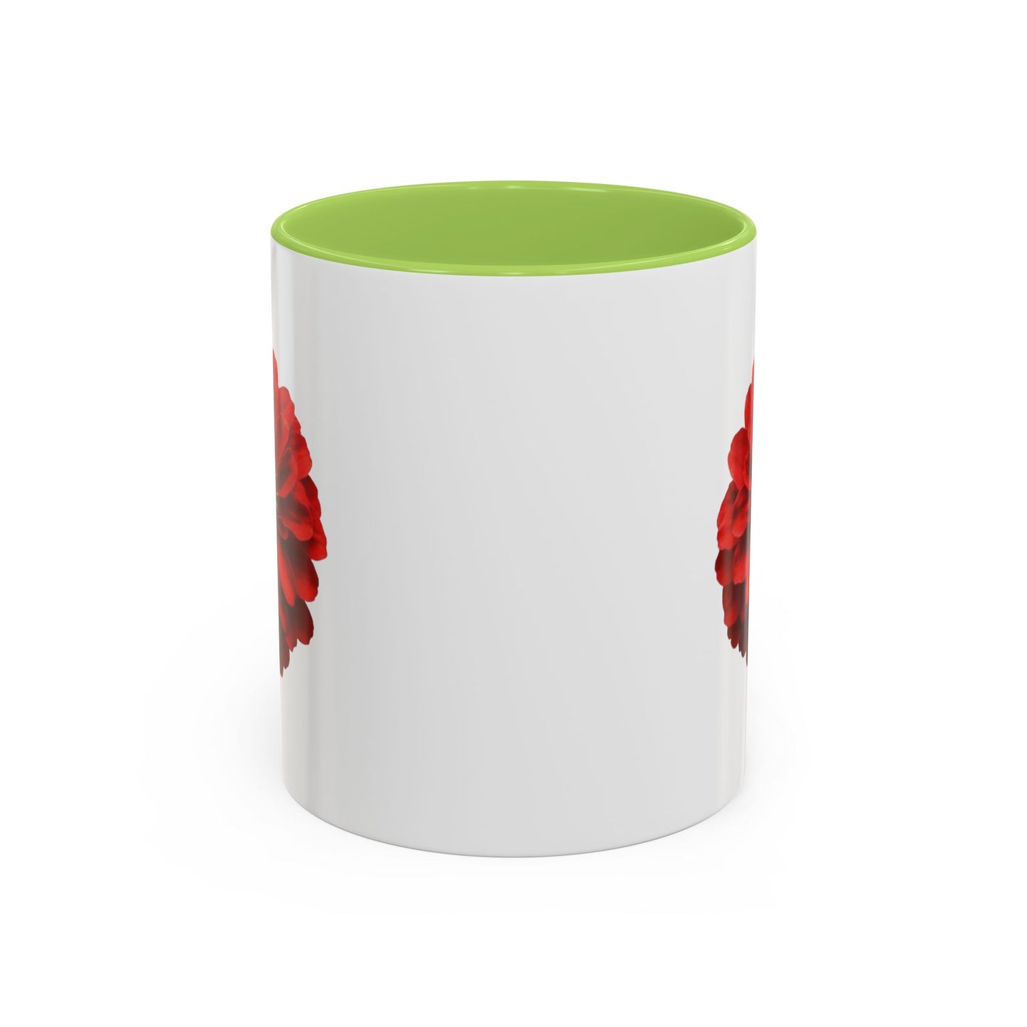 Red Zinnia Accent Coffee Mug — Floral Ceramic Tea Cup (11/15 oz)