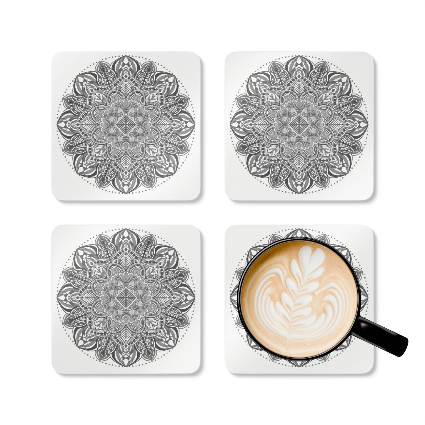 Mandala Cork Coaster Set — Boho Decorative Drink Coasters (4-Pack)