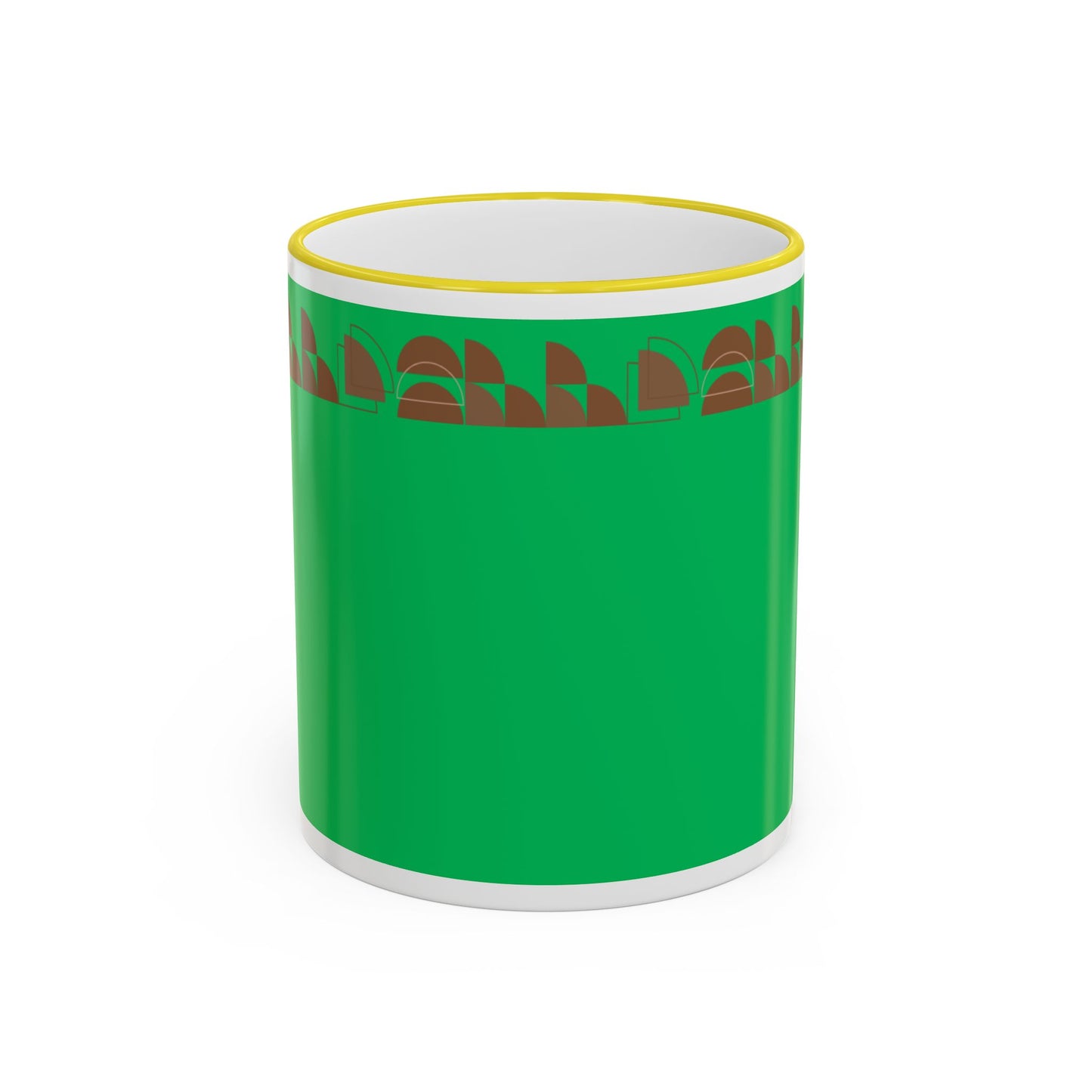 Green Floral Accent Rim Mug — Botanical Pattern 11oz/15oz