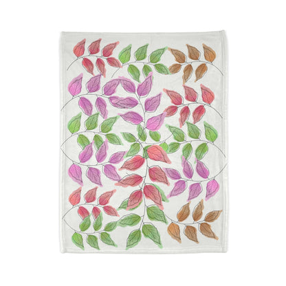 Floral Vine Leaf Plush Blanket — Soft Colorful Garden Throw