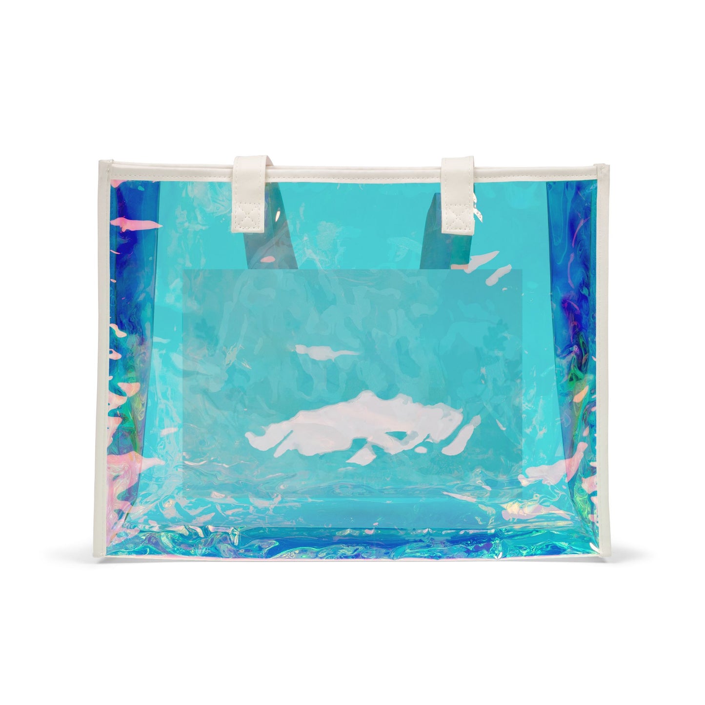 Holographic Beach Tote Bag — Iridescent Clear Pool Bag for Summer & Vacations
