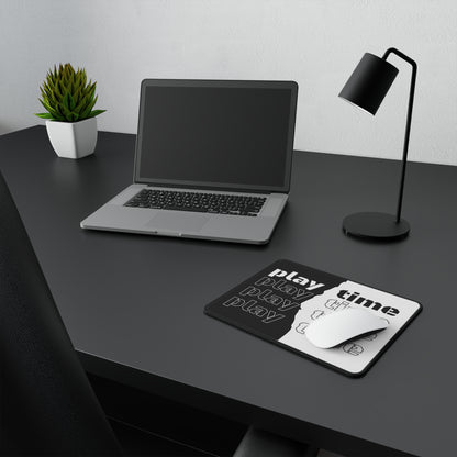 Play Time Black & White Gaming Mouse Pad — Non‑Slip Desk Mat
