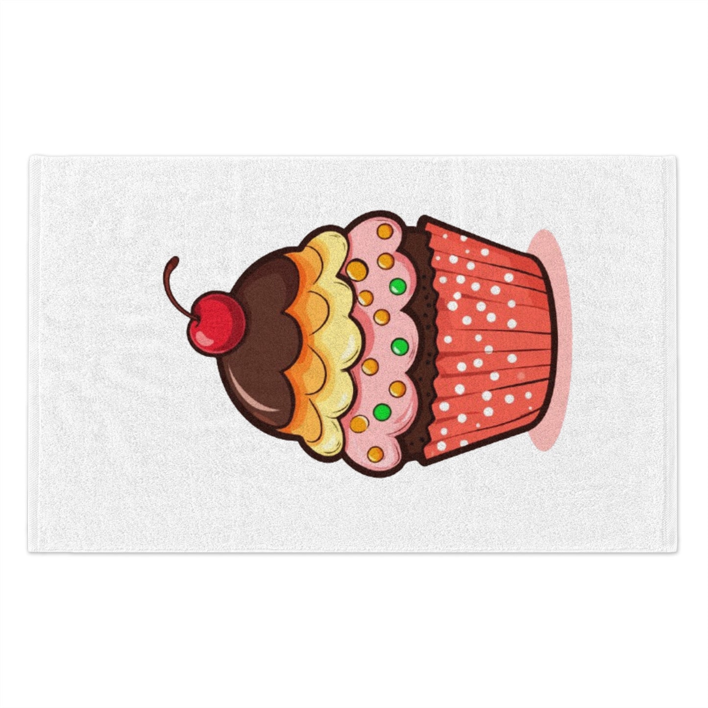 Cupcake Rally Towel — Cute Cherry Cupcake 11x18 Cotton Hand Towel