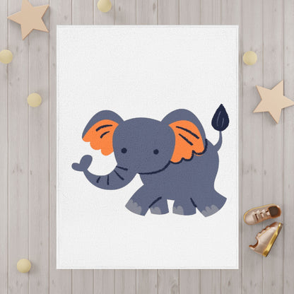 Elephant Toddler Blanket — Cute Gray & Orange Nursery Throw for Baby Shower