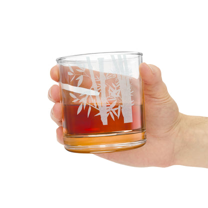 Engraved Bamboo Whiskey Glass — 10.5 oz Crystal Rocks Glass