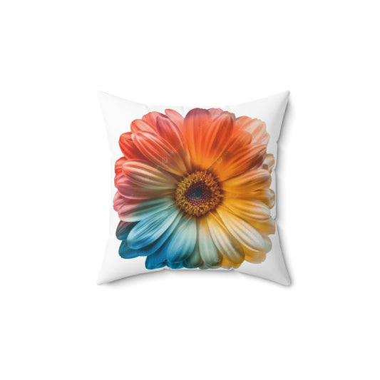 Rainbow Daisy Decorative Pillow — Vibrant Floral Accent Cushion