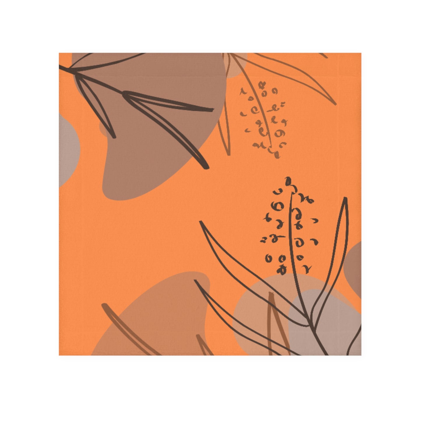 Botanical Orange Face Towel — Abstract Leaf Print