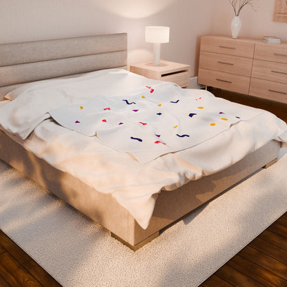 Confetti Plush Blanket — Soft Velveteen Throw with Colorful Geometric Sprinkles