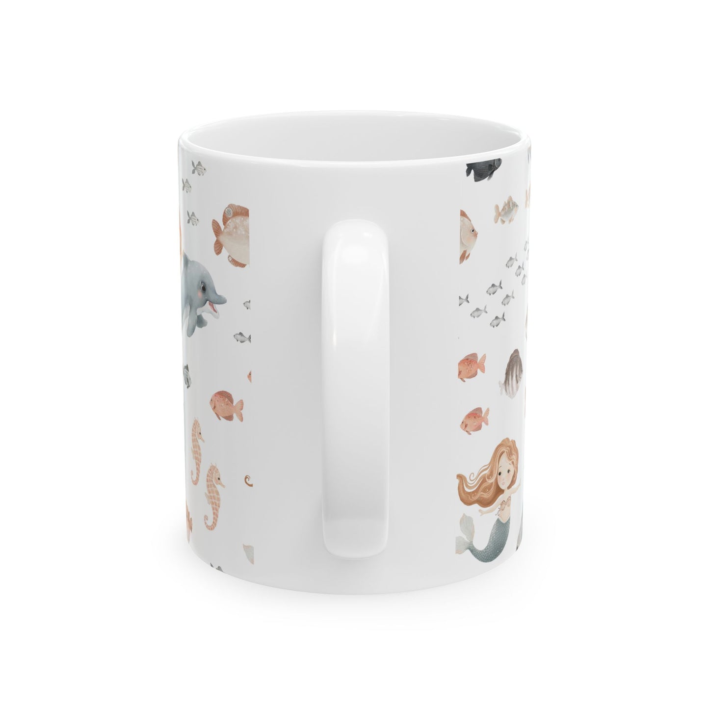 Mermaid & Sea Creatures Ceramic Mug — Cute Ocean Pattern Coffee Cup (11oz/15oz)