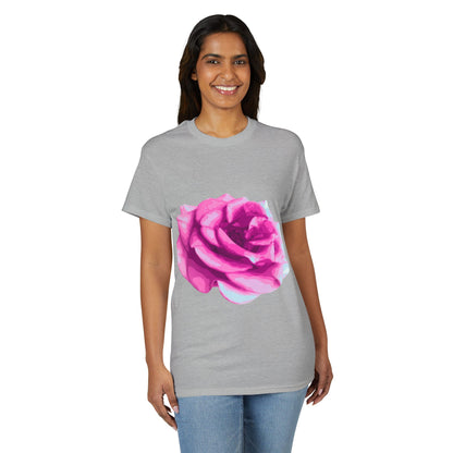 Pink Rose Graphic T-Shirt — Vibrant Floral Tee for Women & Men