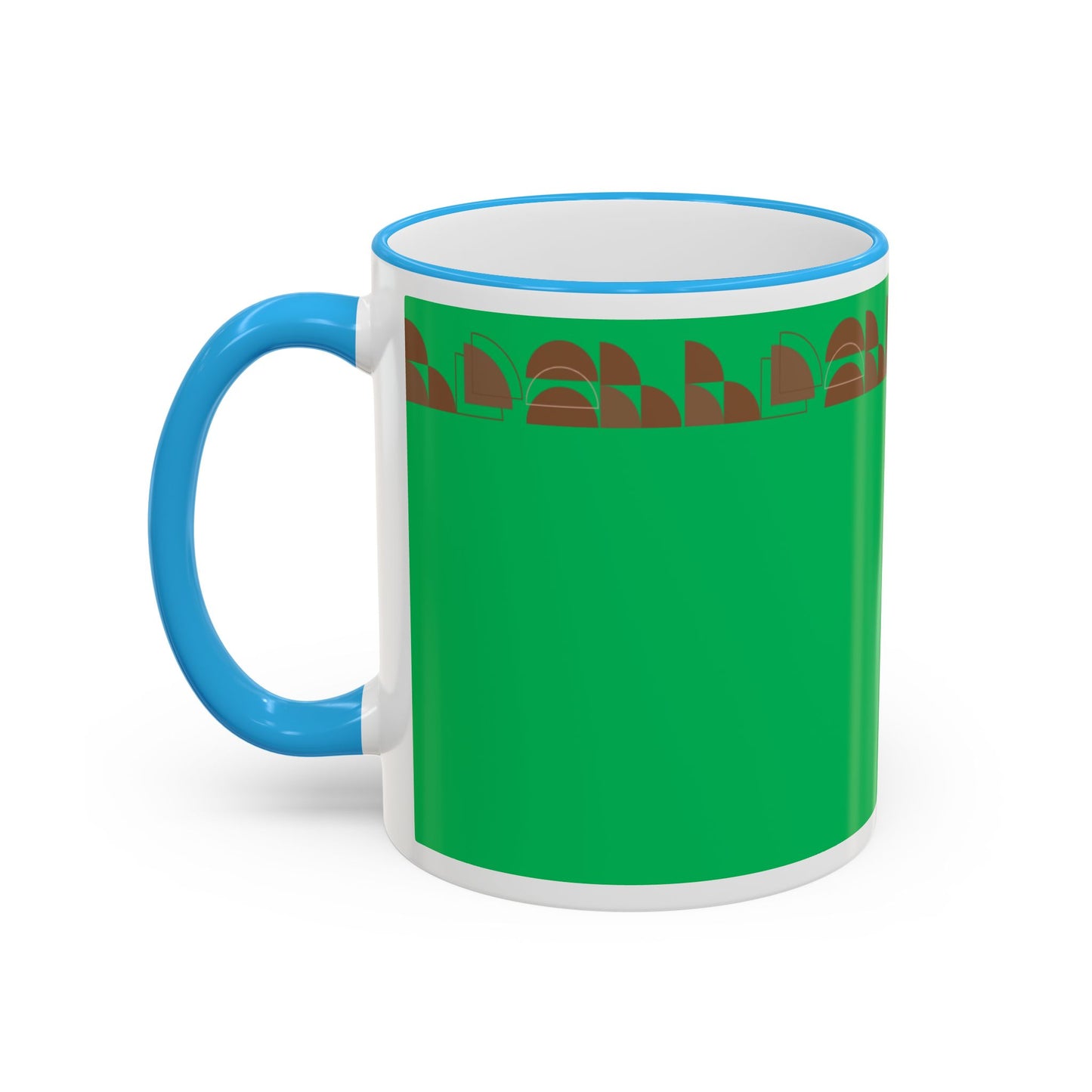 Green Floral Accent Rim Mug — Botanical Pattern 11oz/15oz