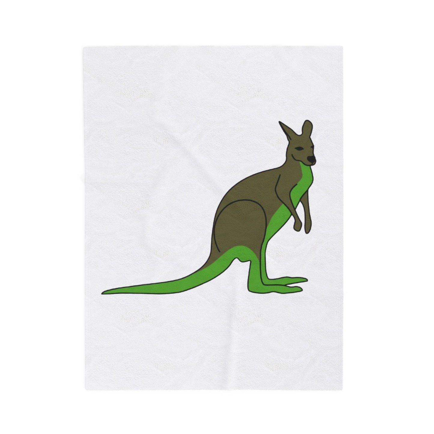 Kangaroo Graphic Velveteen Plush Blanket – Cute Green Marsupial Throw for Kids & Animal Lovers