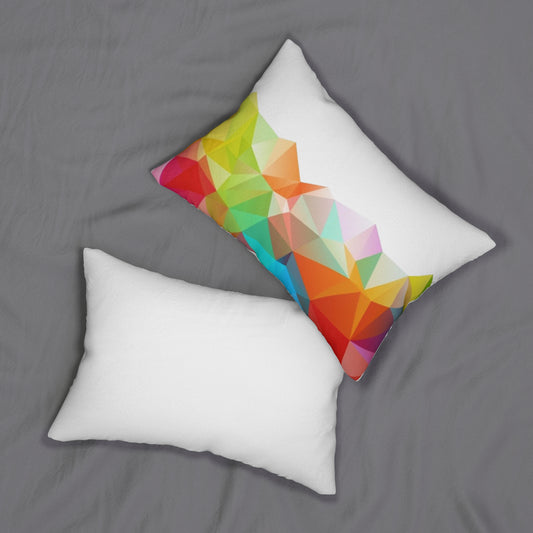 Colorful Geometric Lumbar Pillow — Abstract Polygon Accent Cushion