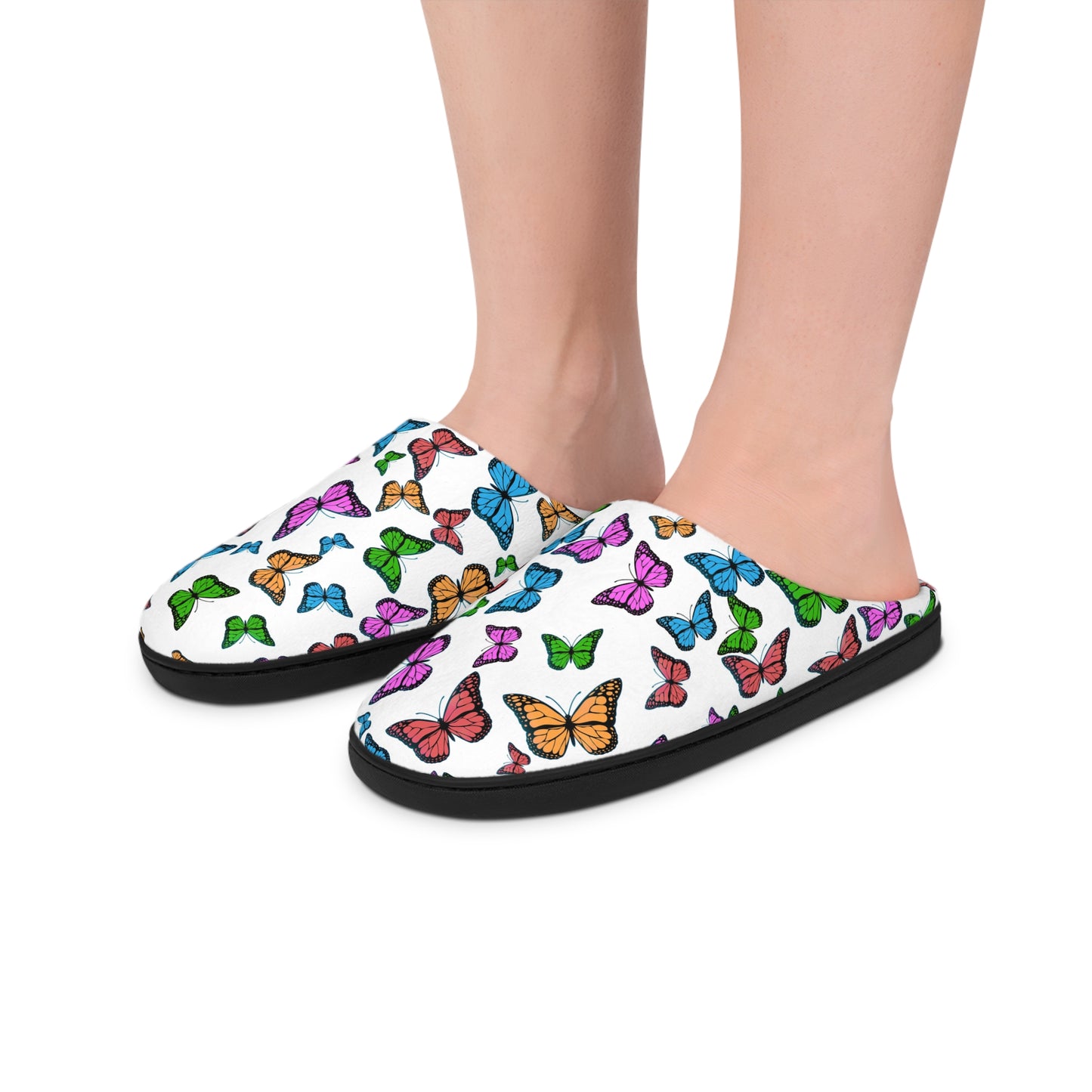 Butterfly Pattern Women's Indoor Slippers — Colorful Cozy House Shoes