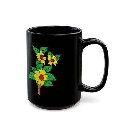 Sunflower Branch Black Mug — Floral Coffee Cup (11oz & 15oz)