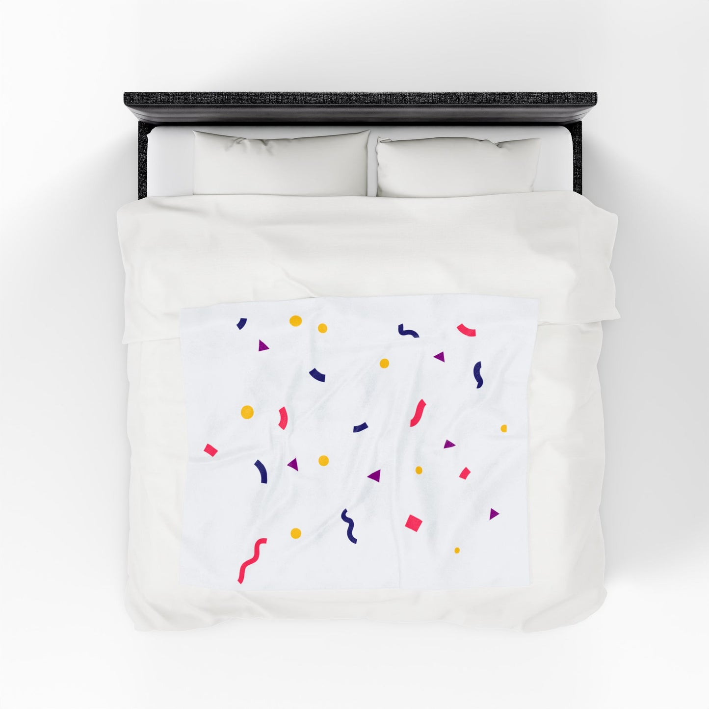 Confetti Plush Blanket — Soft Velveteen Throw with Colorful Geometric Sprinkles