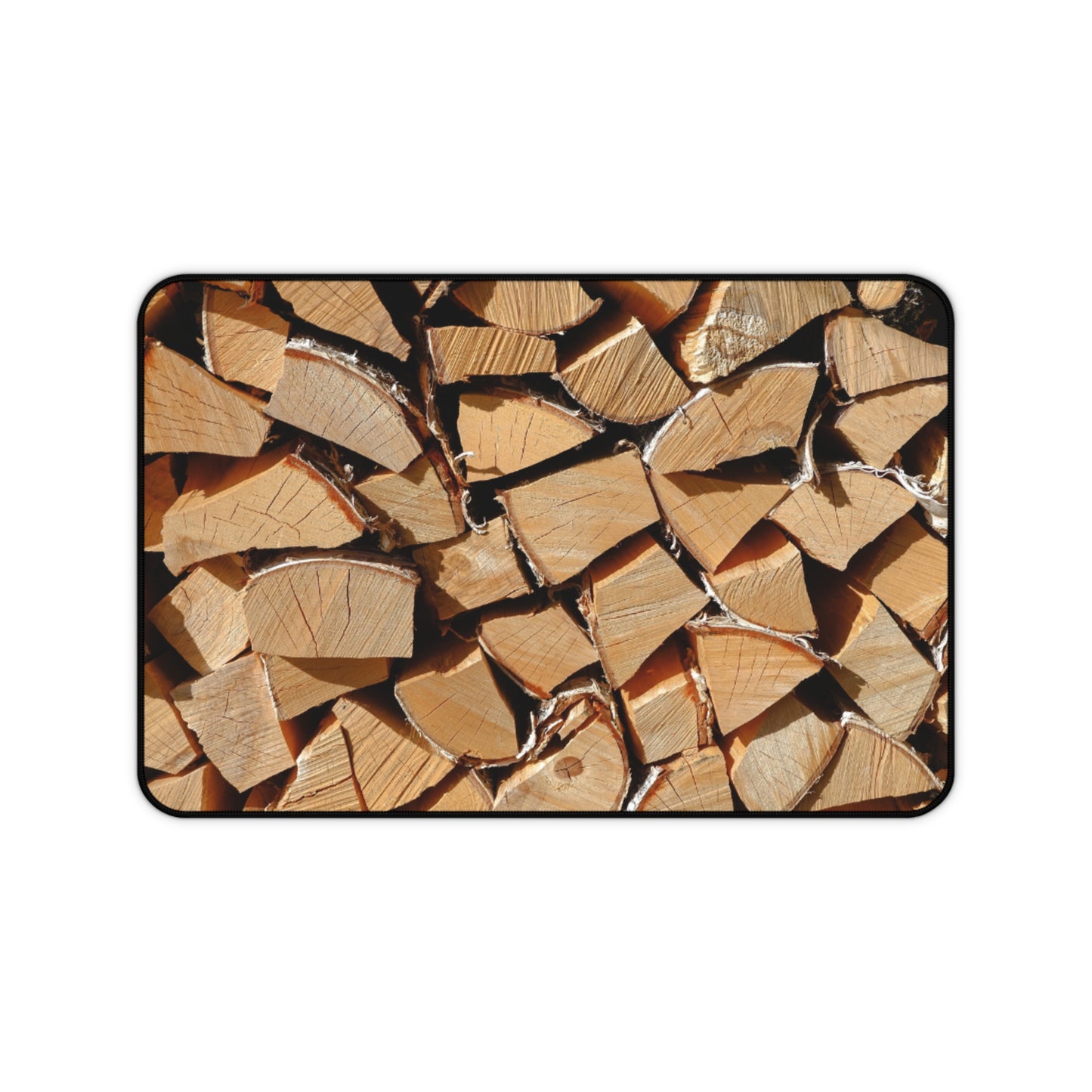 Wood Stack Desk Mat — Rustic Firewood Pattern Mouse Pad for Home Office