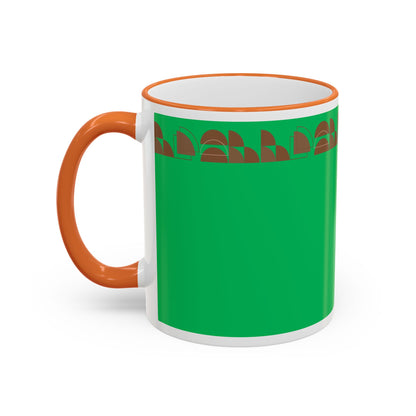 Green Floral Accent Rim Mug — Botanical Pattern 11oz/15oz
