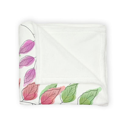 Floral Vine Leaf Plush Blanket — Soft Colorful Garden Throw
